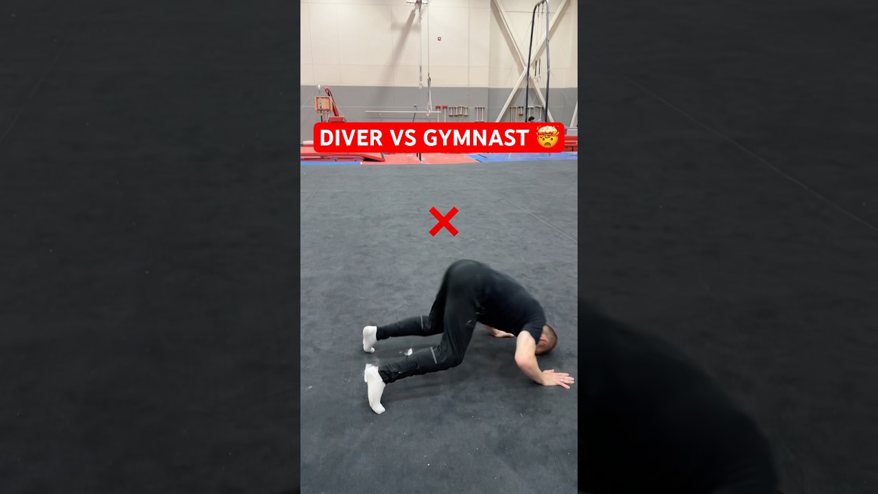 Diver VS Gymnast Gainer contest 🤯 #gymnastics #diver #dive #sports #sport #fails #fail #gainer #d1