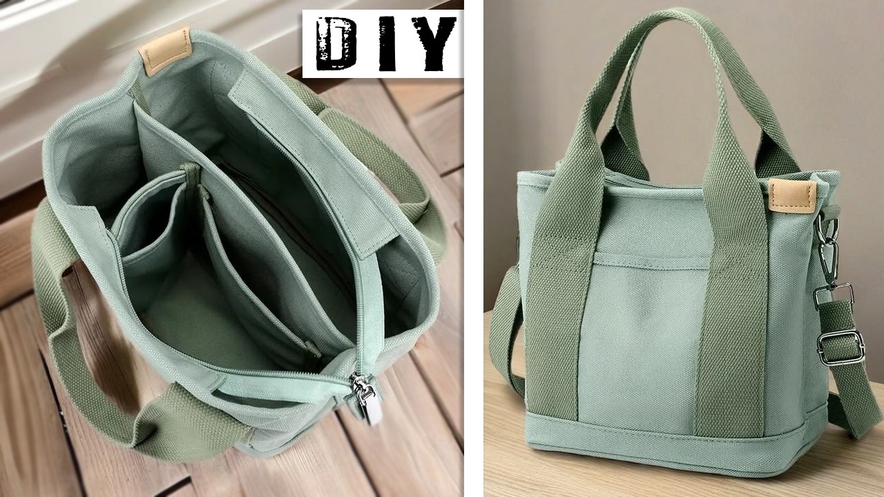 🌱DIY ECO TOTE Bag with Insider Organizer Partitions Sewing Project | BEGINNER FRIENDLY + PATTERN