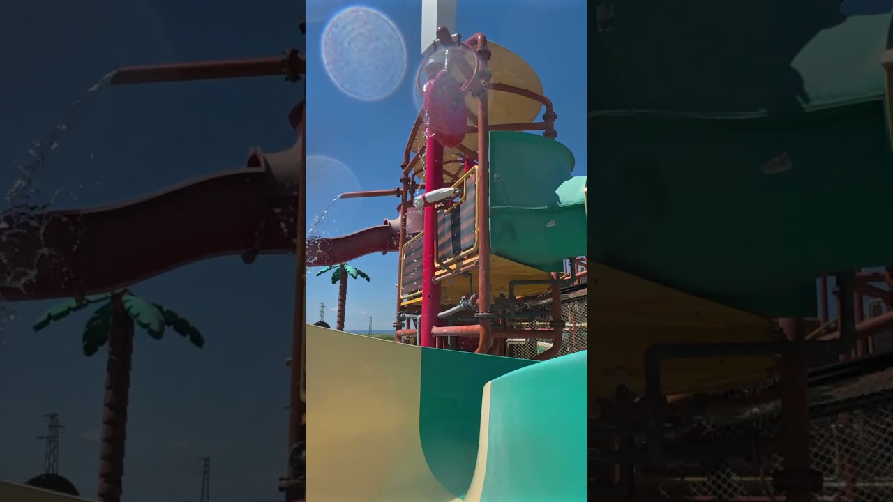 Green Mini Tornado Water Slide at Aquapark Nessebar 🇧🇬