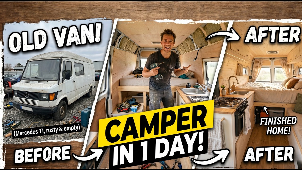 He Turned an Old Mercedes Van into a Camper in 1 Day!
