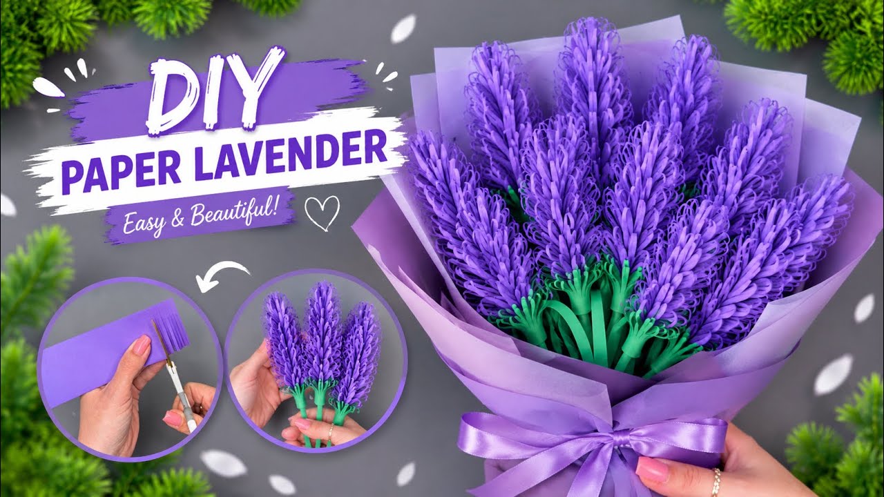 How to Make Paper Lavender Flowers ✂️ Easy DIY Bouquet