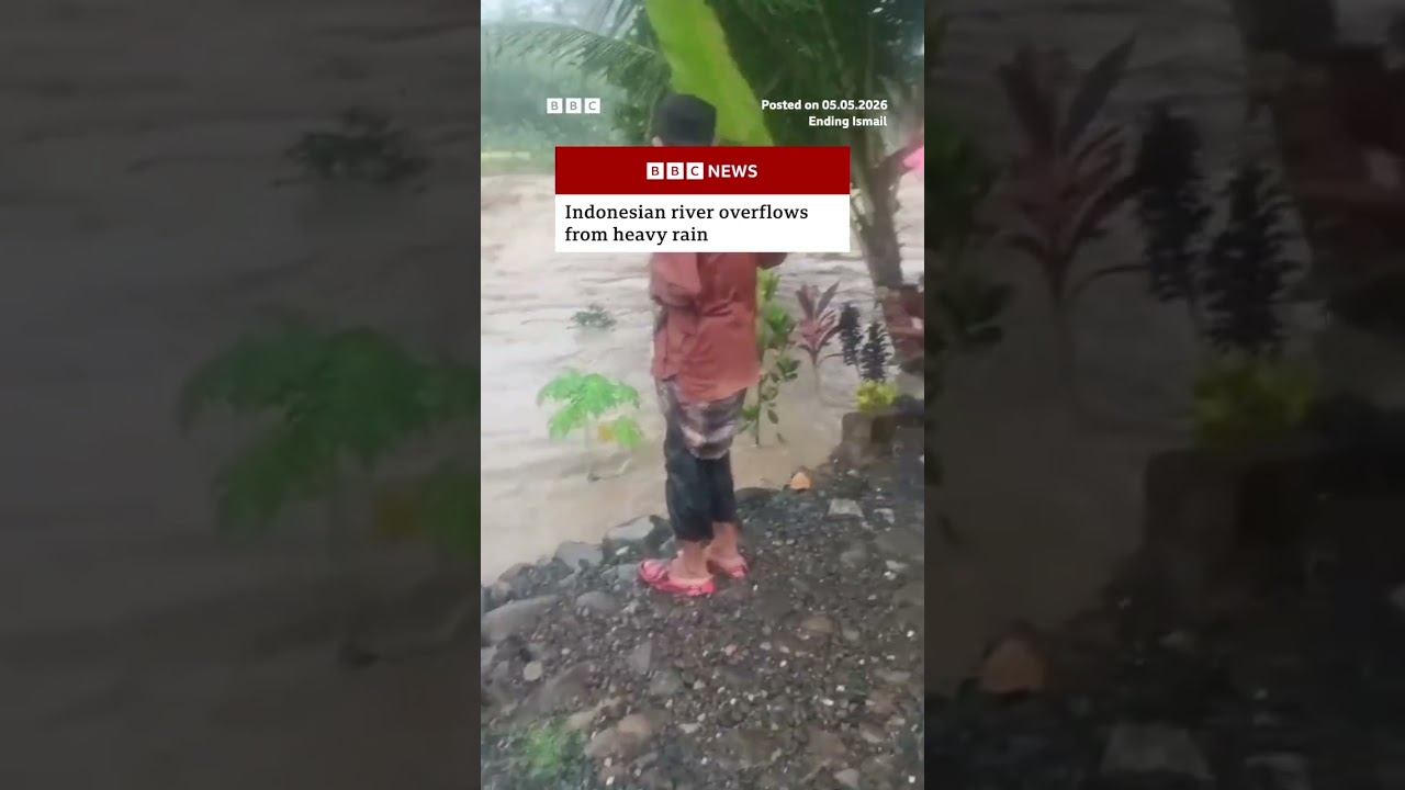 Indonesian river overflows from heavy rain. #CipamingkisRiver #Bogor #BBCNews