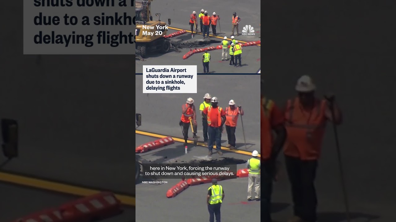 LaGuardia Airport shuts down a runway due to a sinkhole, delaying flights