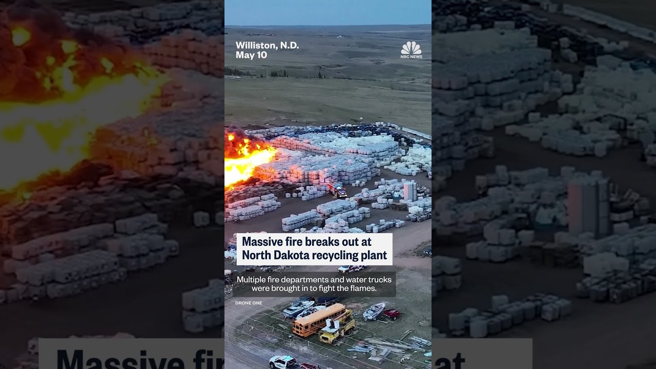 Massive fire breaks out at North Dakota recycling plant