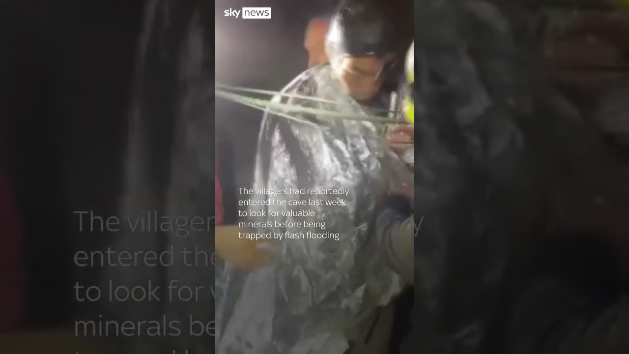 Moment man crawls to freedom after days trapped in cave