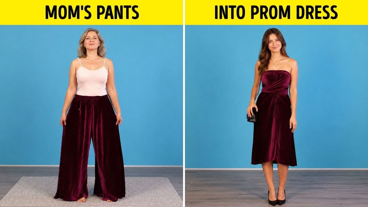 Mom’s Pants Into a PROM Dress? ✂️✨ Parents’ Old Clothes into Trendy Outfits