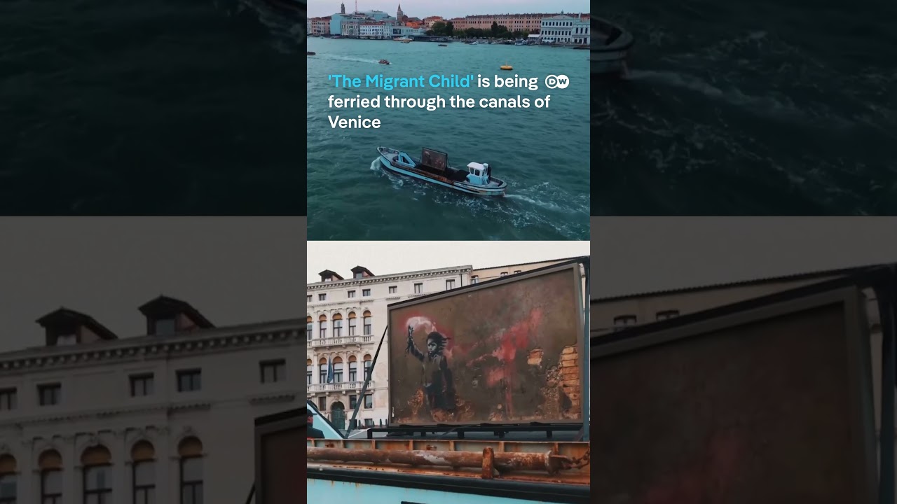 Restored Banksy artwork tours Venice canals |  DW News