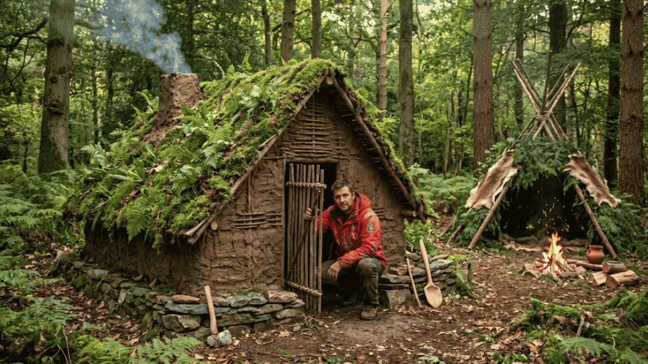 Survival Bushcraft Build in the Deep Woods 😱🏕️