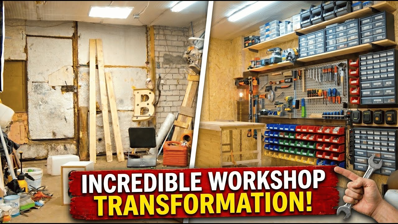 Turning a Messy Garage into a Dream Workspace 😱✨