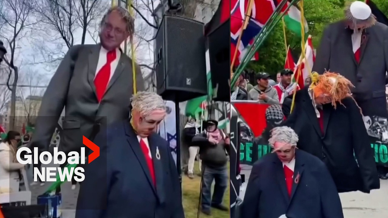 “Unacceptable”: Outrage after mock hanging of Trump, Netanyahu at Montreal Palestine protest