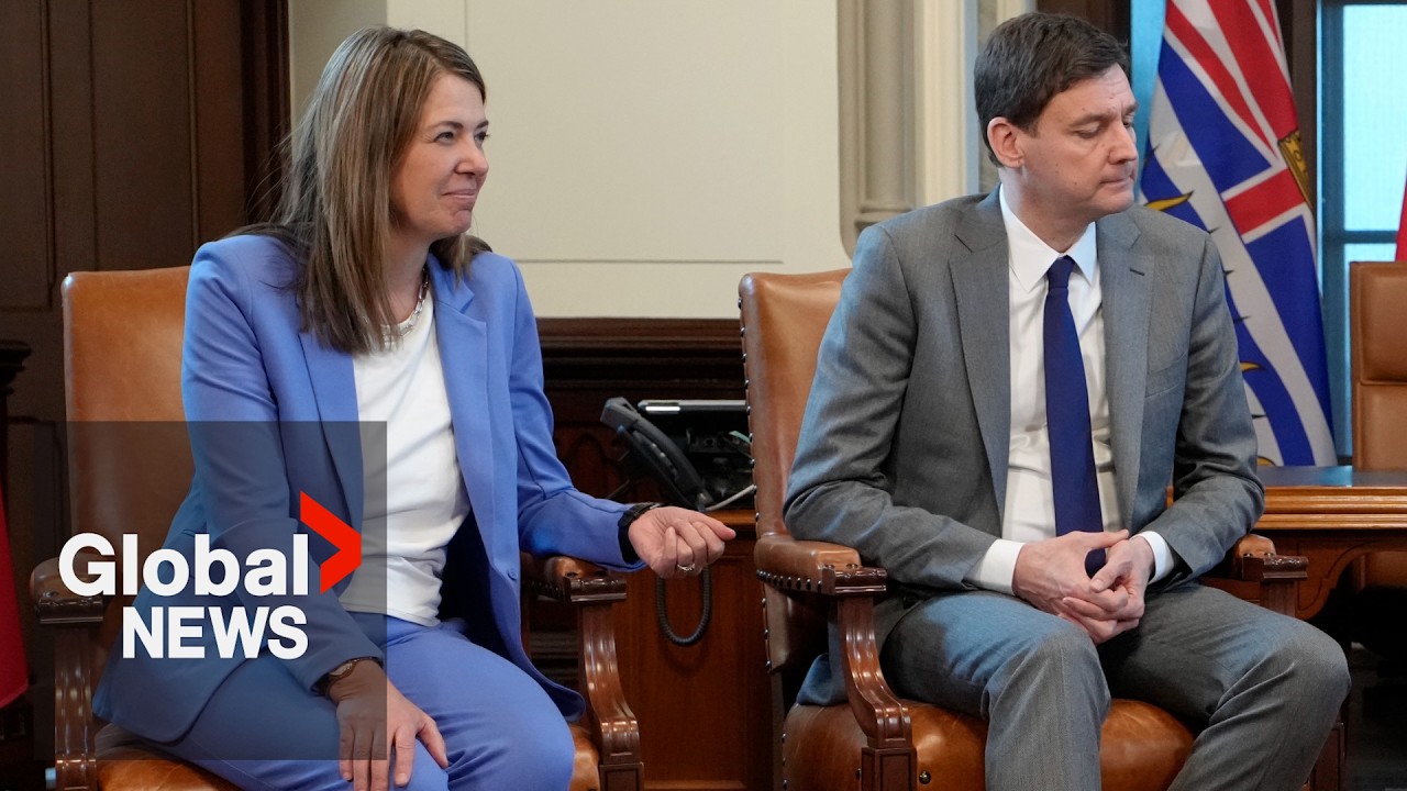 Was BC Premier David Eby mocking Danielle Smith speaking in front of Canadian flag?