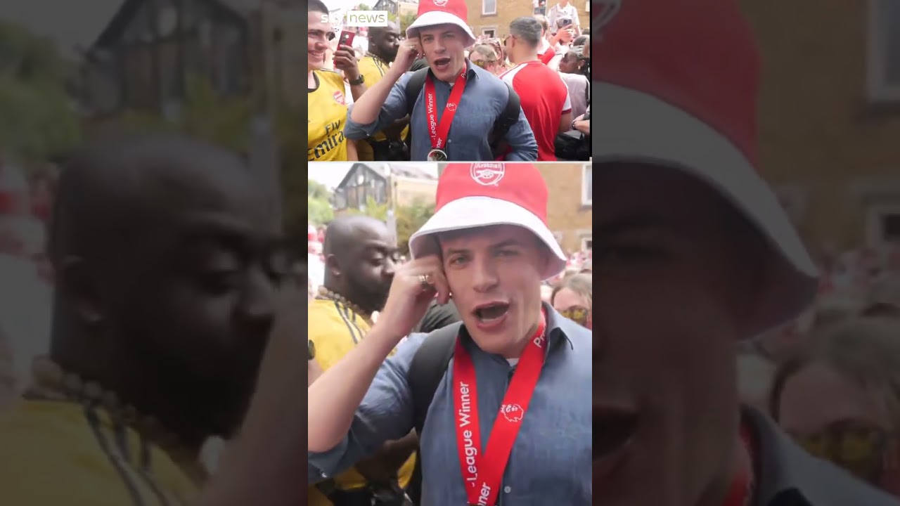 Watch: Arsenal fans take over live report during parade in north London