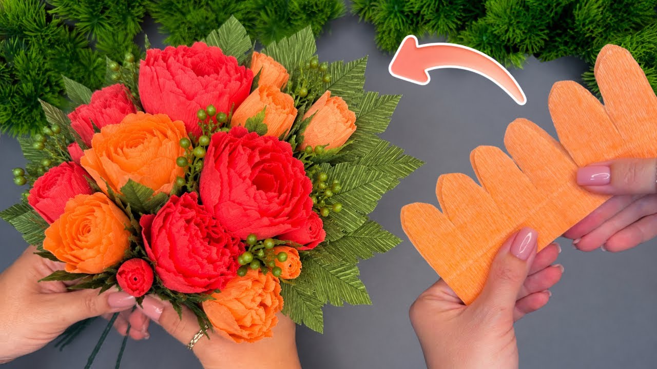 Easy Crepe Paper Flower Bouquet 🌸 DIY Bouquet Tutorial