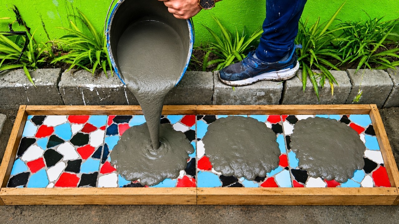 Flower pots craft, Detail how to make pots from Cement and Broken Ceramic