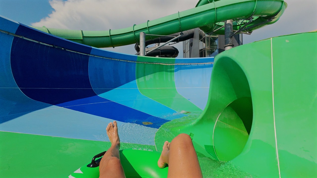 Green Twister Water Slide at Petroland Aquapark 🇷🇸