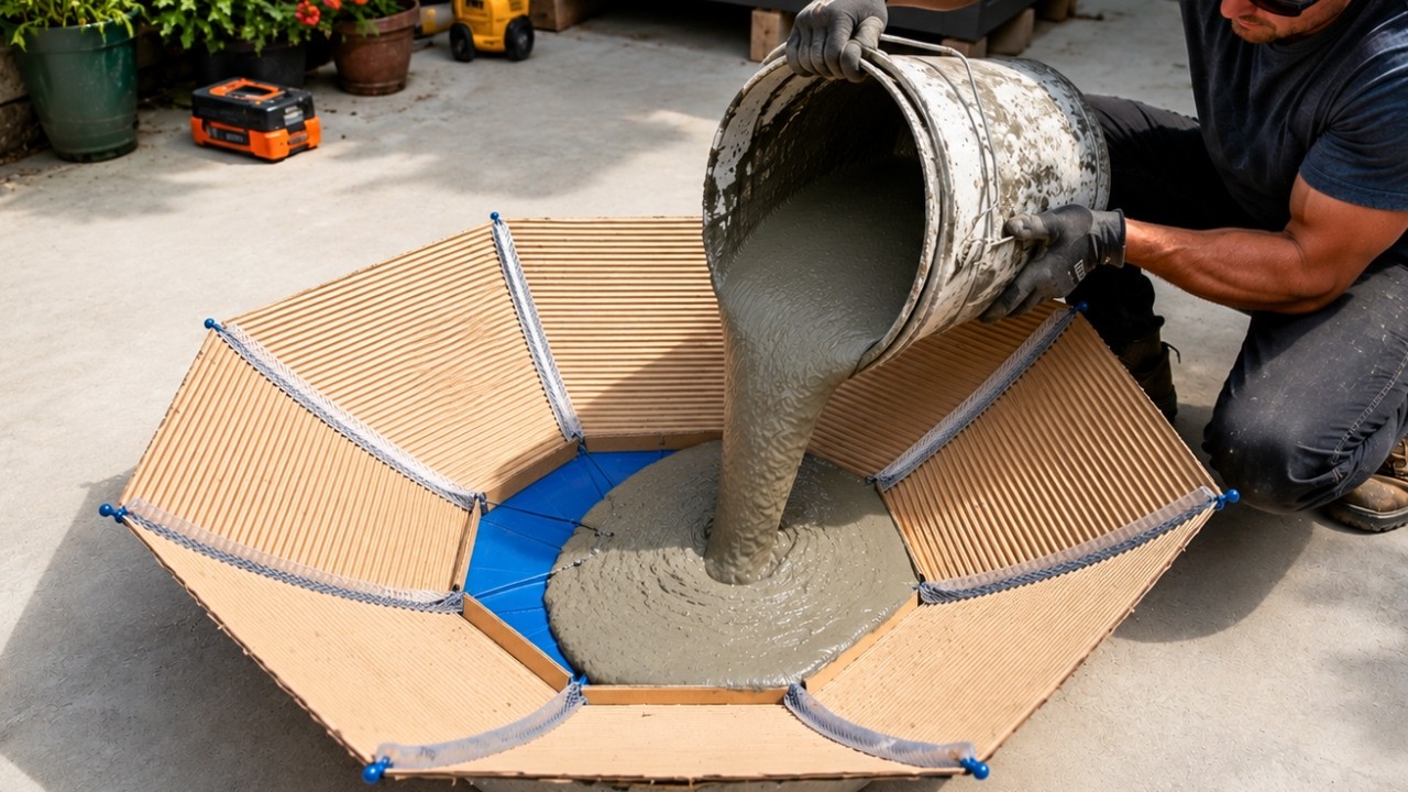 I Poured Cement Into an Umbrella… Here’s What Happened! DIY Garden Decor