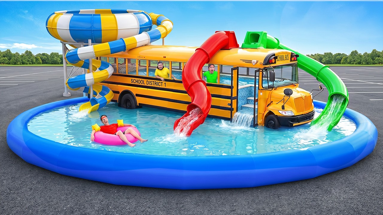 I Turned My School Bus Into A WATERPARK!