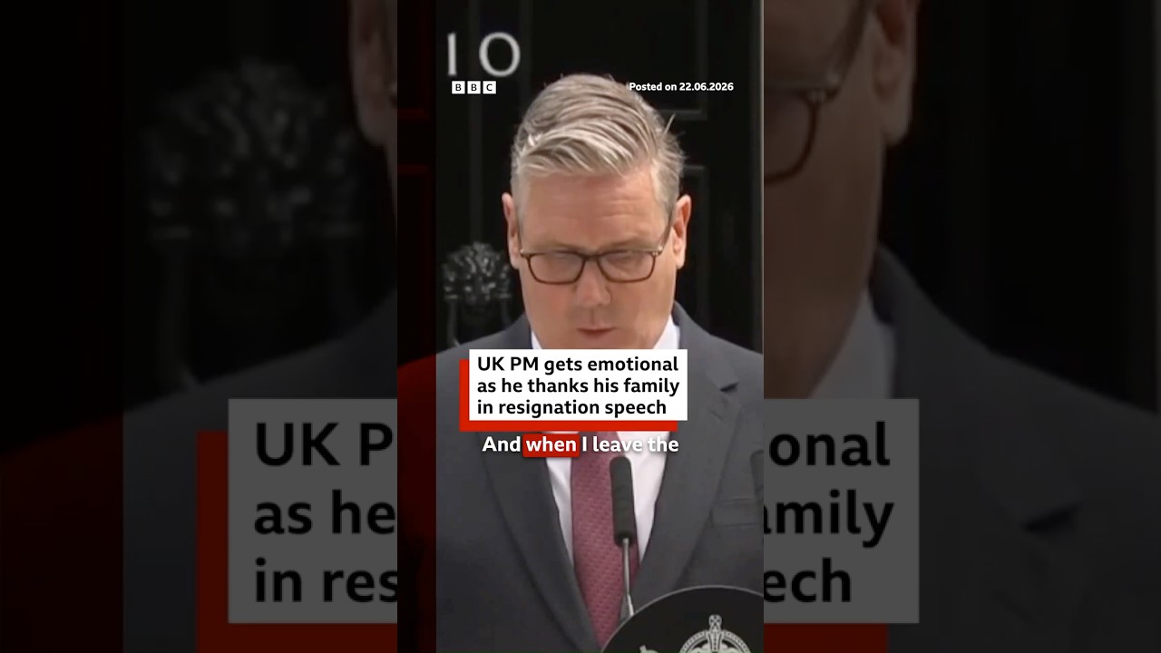 Keir Starmer becomes emotional as he resigns as UK Prime Minister and Labour Party leader. #BBCNews
