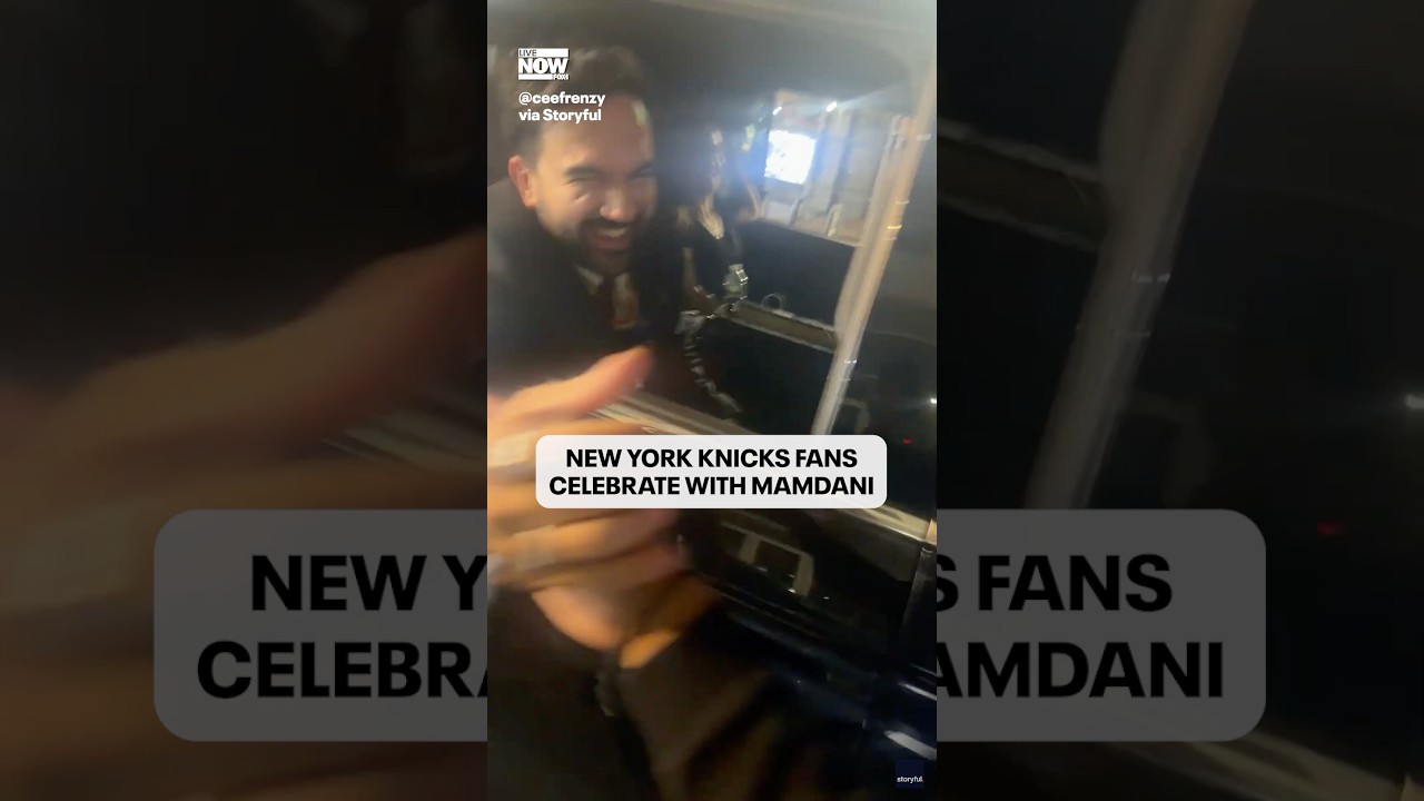 Mamdani celebrates with Knicks fans after game 1 win in NBA Finals