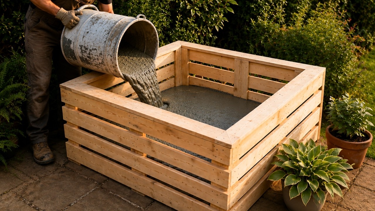 Pour Cement Into Wooden Pallets and Secret to Beautiful Garden Creations
