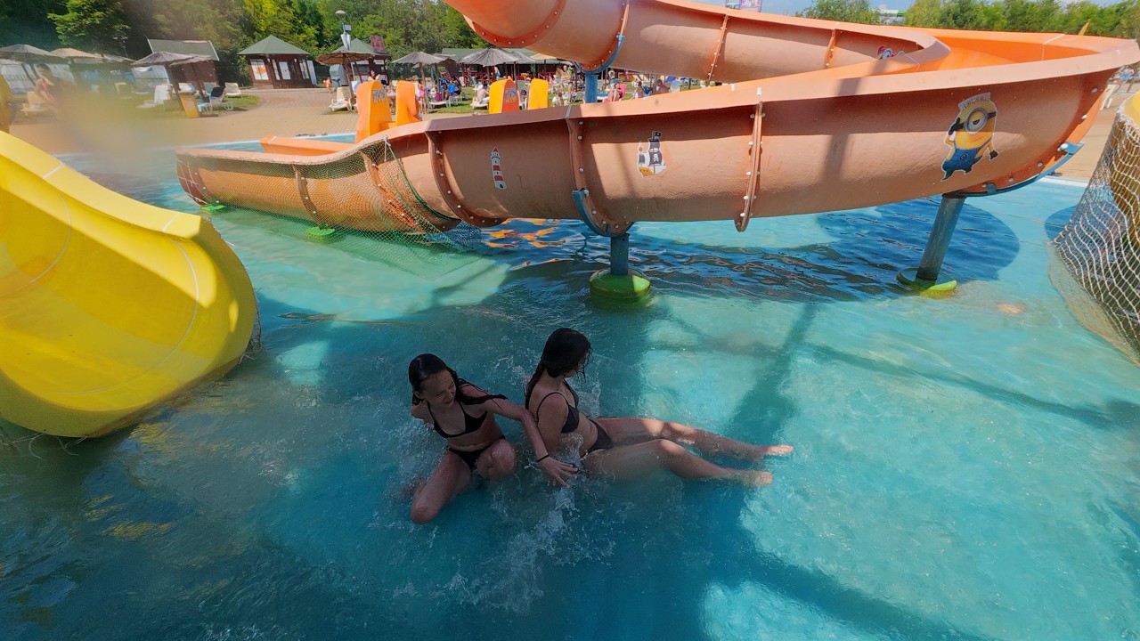 Yellow Paradise Tower Water Slide at Petroland Aquapark 🇷🇸