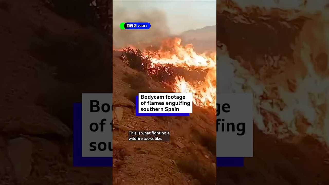 Bodycam footage of flames engulfing southern Spain. #Wildfire #BBCNews