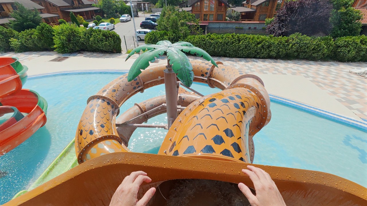 Brown Curve Water Slide at S Klub Aquapark 🇷🇸