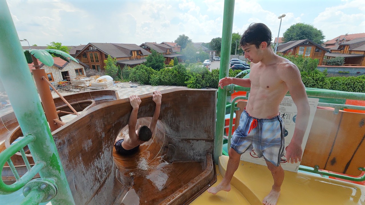 Brown Small Tower Water Slide at S Klub Aquapark 🇷🇸