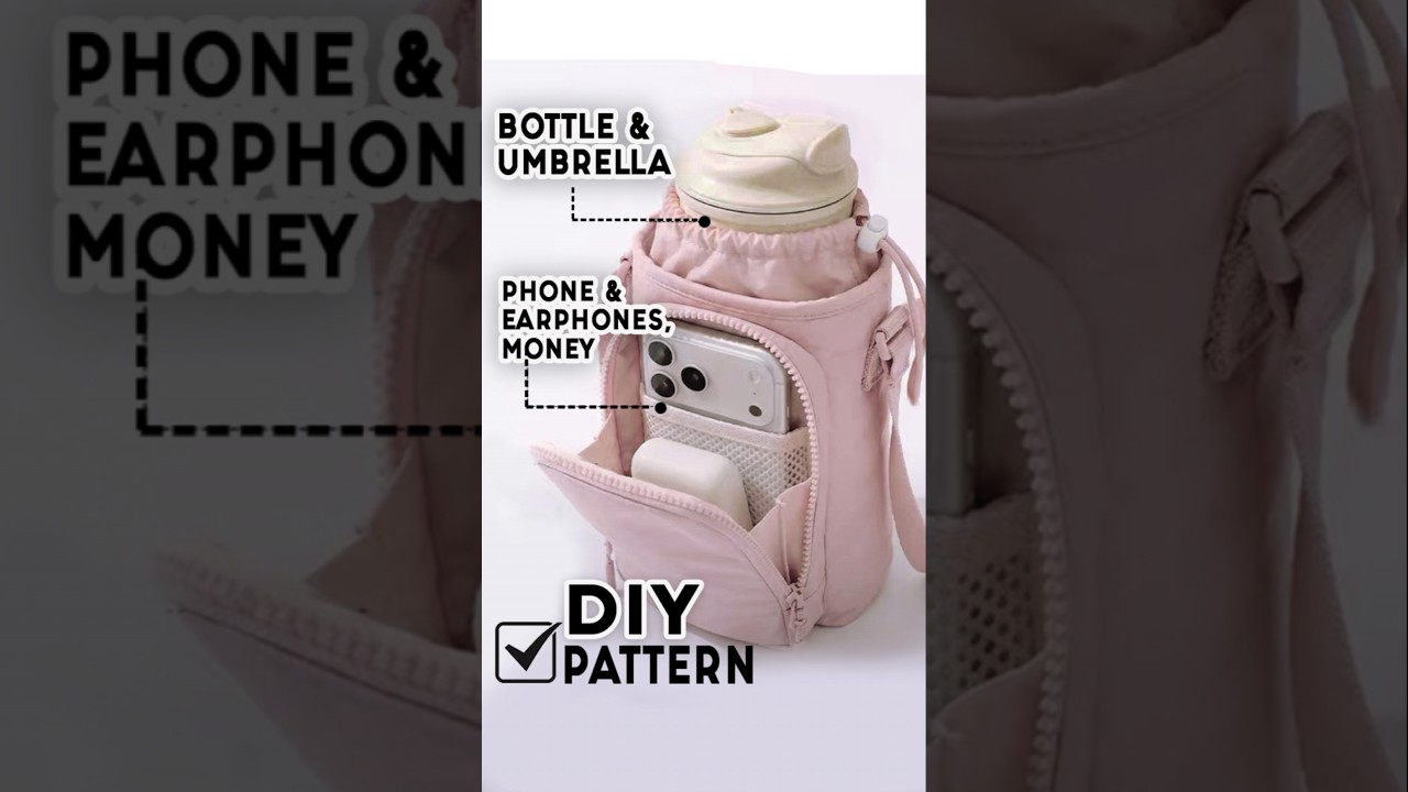DIY bottle Crossbody Bag with pocket #diybag #bagpattern #bagsewing