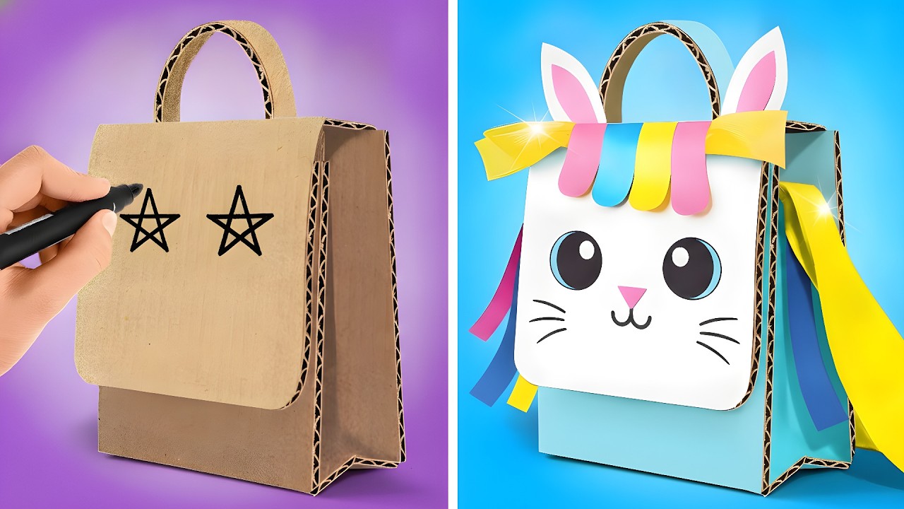 📦🎒 DIY Cardboard Backpack + More Colorful Crafts! 🌈