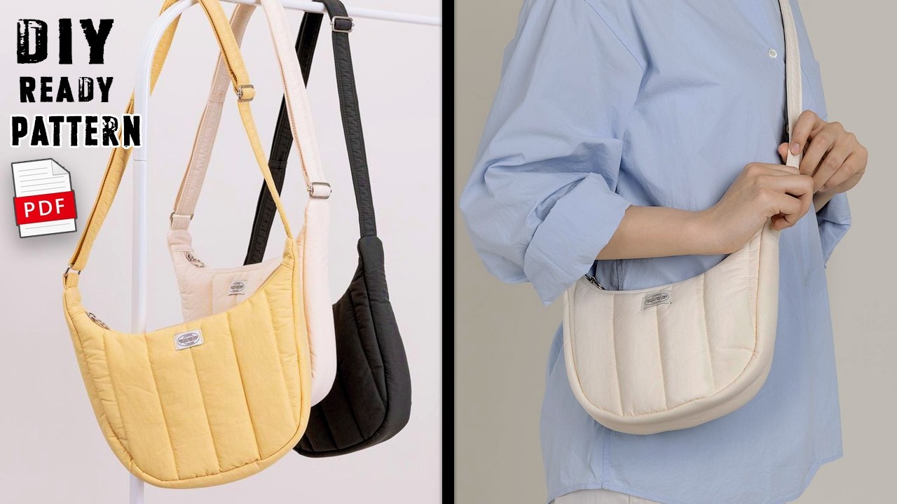 🤩DIY Puffy Crescent Bag: Sew a Trendy Quilted Crossbody Hobo Bag at Home + Pattern