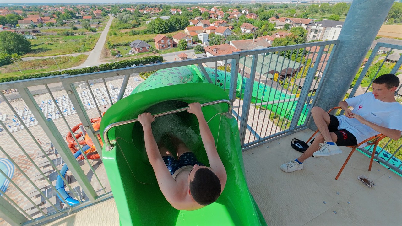 Green Tube Water Slide at S Klub Aquapark 🇷🇸