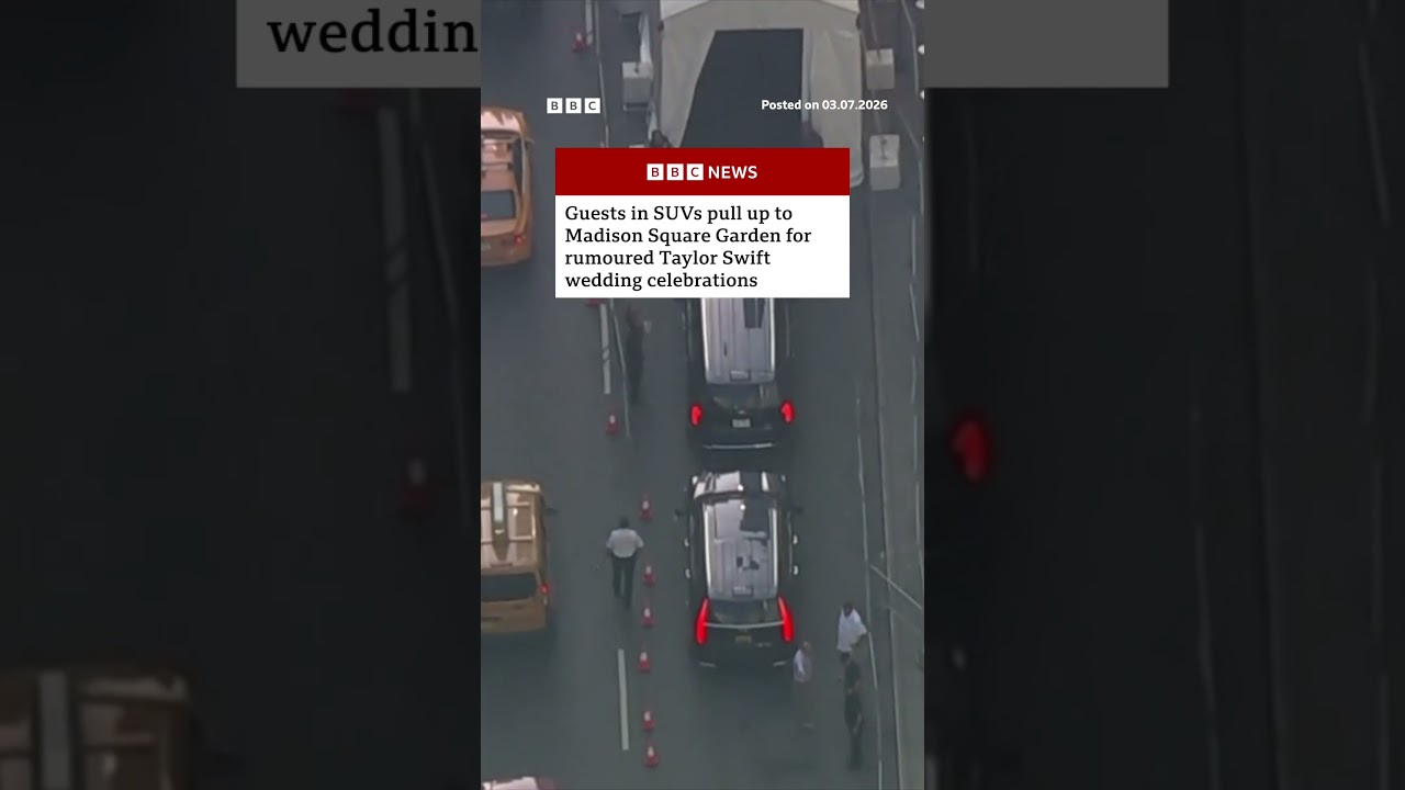 Guests dropped off in SUVs for rumoured Taylor Swift wedding celebrations. #BBCNews