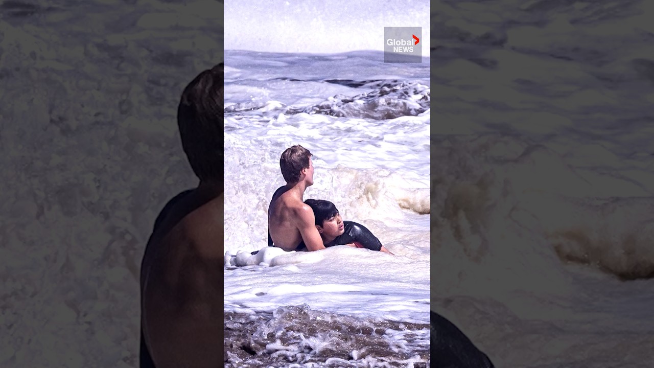 Incredible moment teenage lifeguard saves 10-year-old boy from drowning