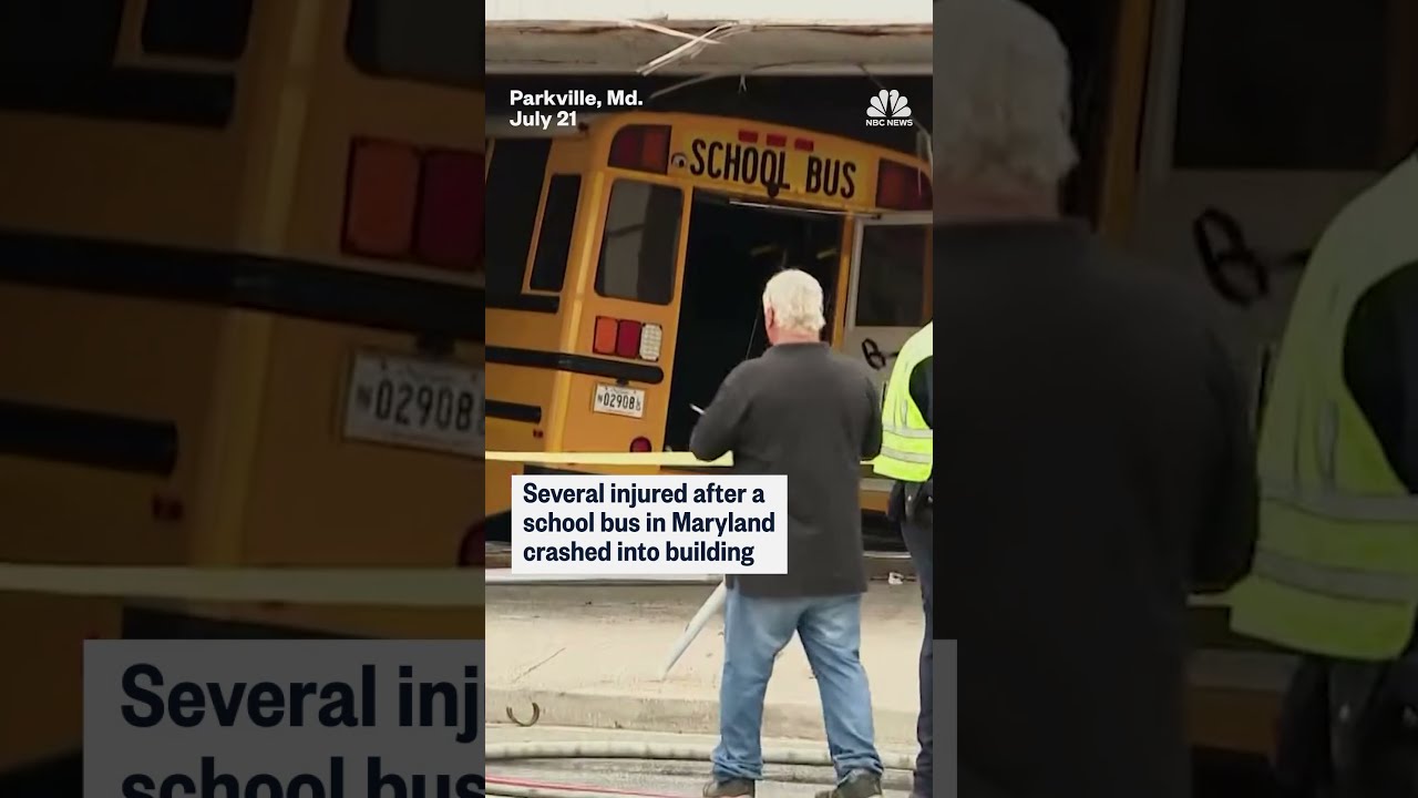 Maryland school bus crashes into building