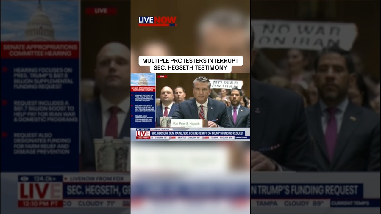 Sec. Hegseth is interrupted four times by anti-war protesters. #news #trump #dhs