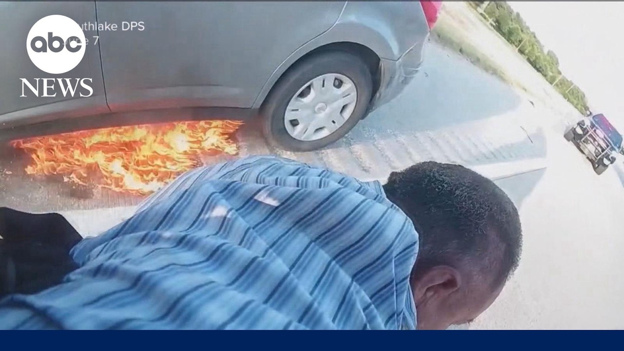 Texas officer races to save man from burning car