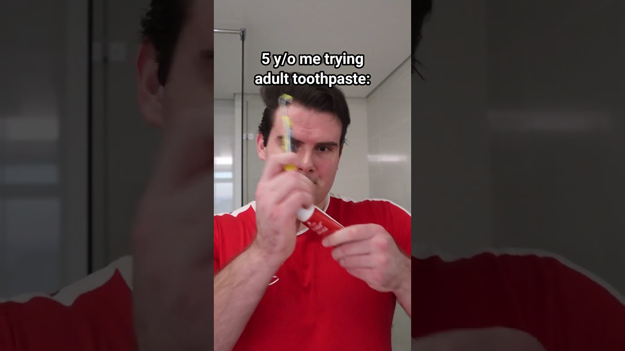 Trying Adult Toothpaste As A Kid For The First Time.