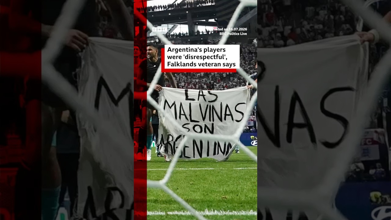 UK says Falklands Islands “definitely ours” after Argentina World Cup banner. #BBCNews