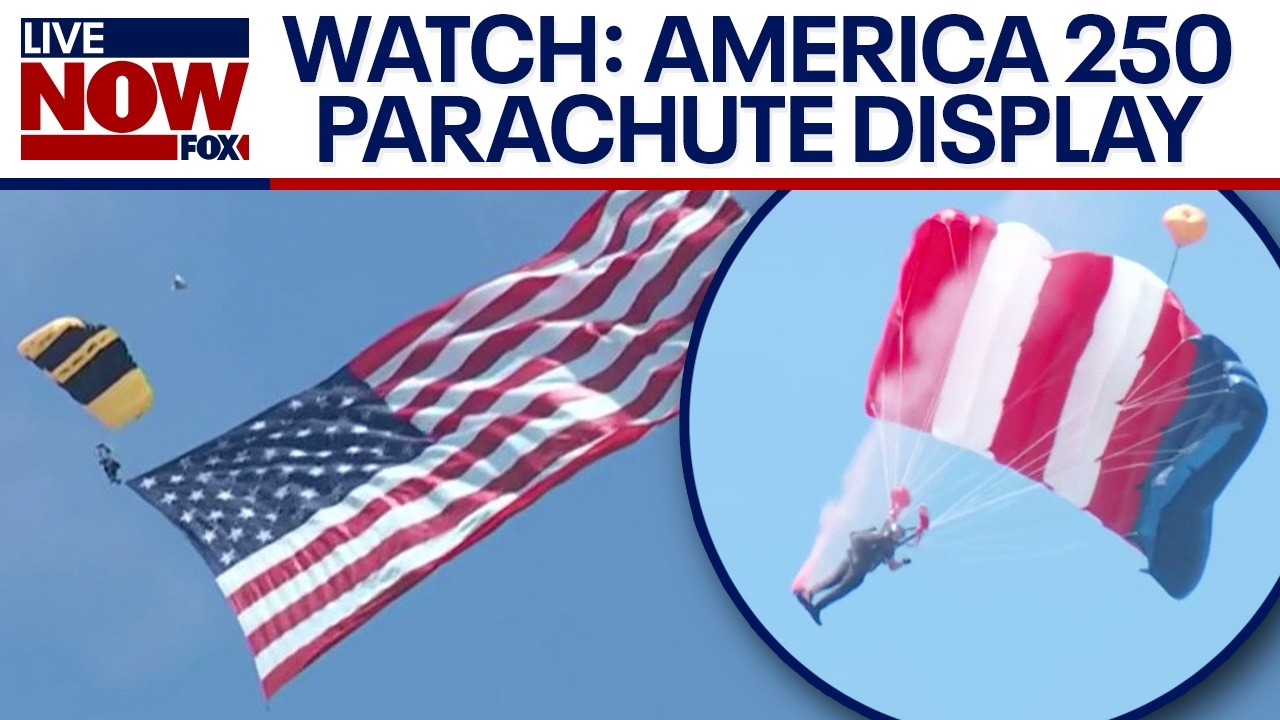 WATCH: Spectacular flyover & parachute display for America 250