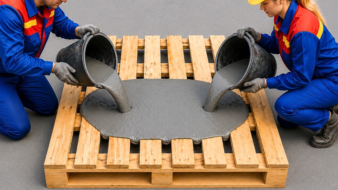 WHAT HAPPENS IF YOU POUR CEMENT INTO PALLET? Tips DIY Garden Decorations
