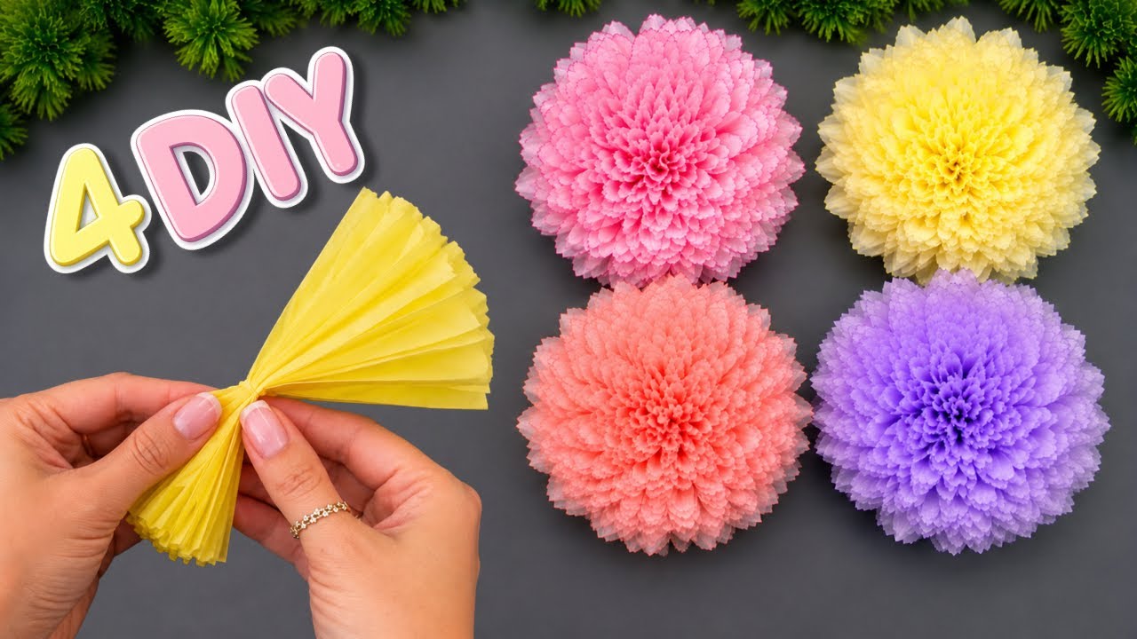🌸 4 Easy DIY Napkin Flower Ideas | Tissue Paper Craft for Beginners 🌸
