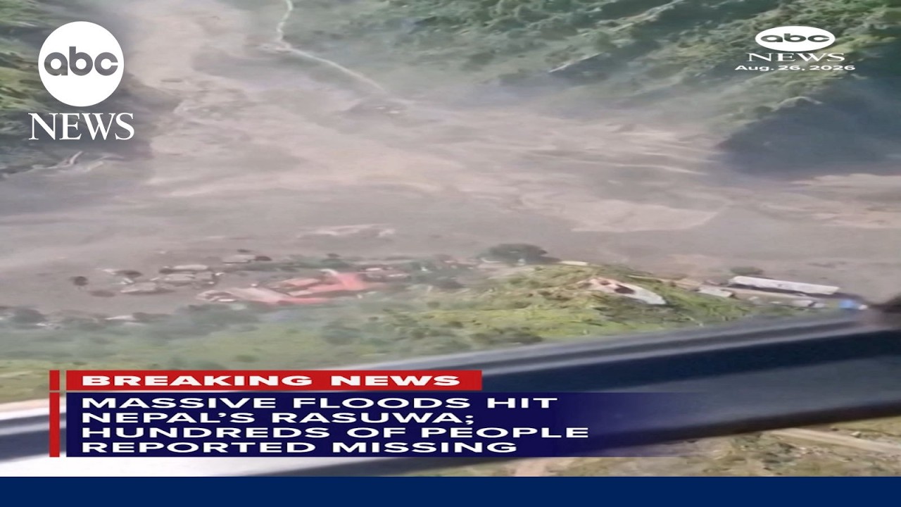 Aerial footage shows devastation from flash flooding in Nepal