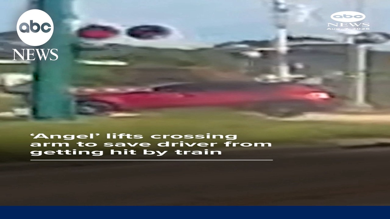 ‘Angel’ lifts crossing arm to save driver from getting hit by train