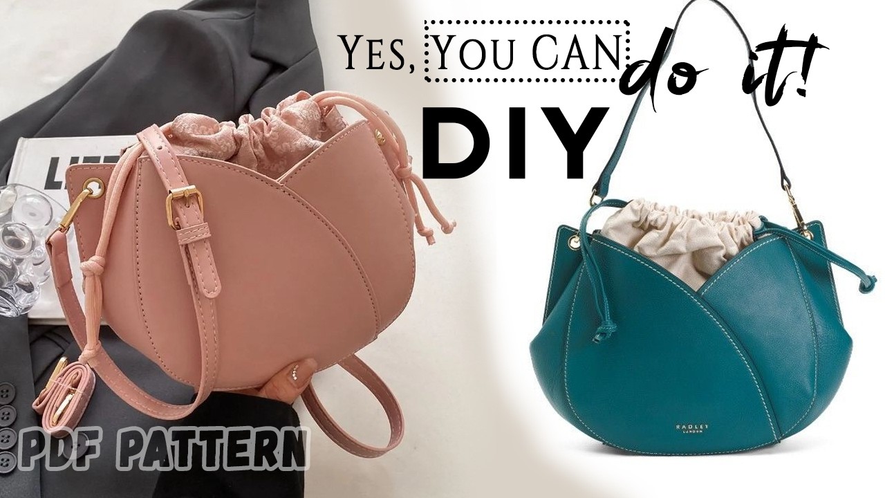 DIY DRAWSTRING Shoulder Bag Flower Style Design Tutorial PDF Pattern