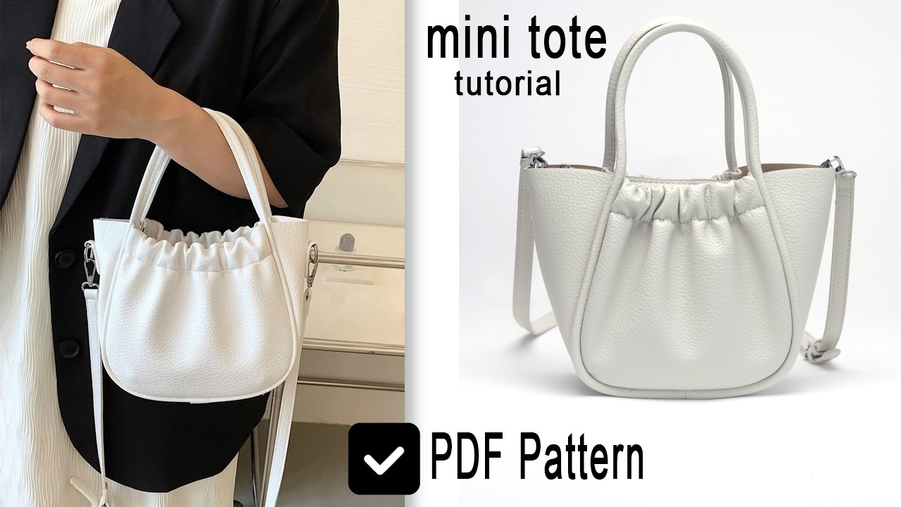 DIY Mini Tote Bag with gathers and hidden lining seams Step by step tutorial