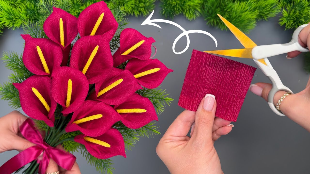 🌺 Easy Crepe Paper Calla Lilies 🌸 Beautiful DIY Flower Bouquet
