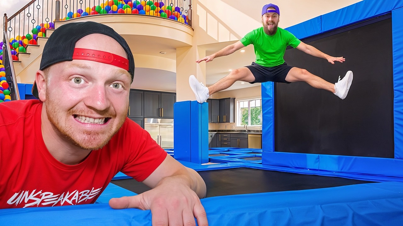 Filling My Friend’s House With TRAMPOLINES!