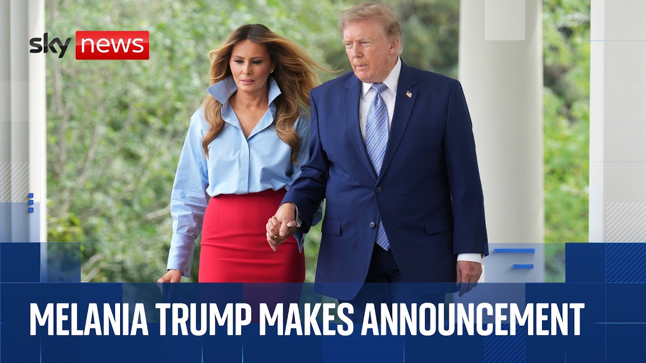 First lady Melania Trump speaks at the White House