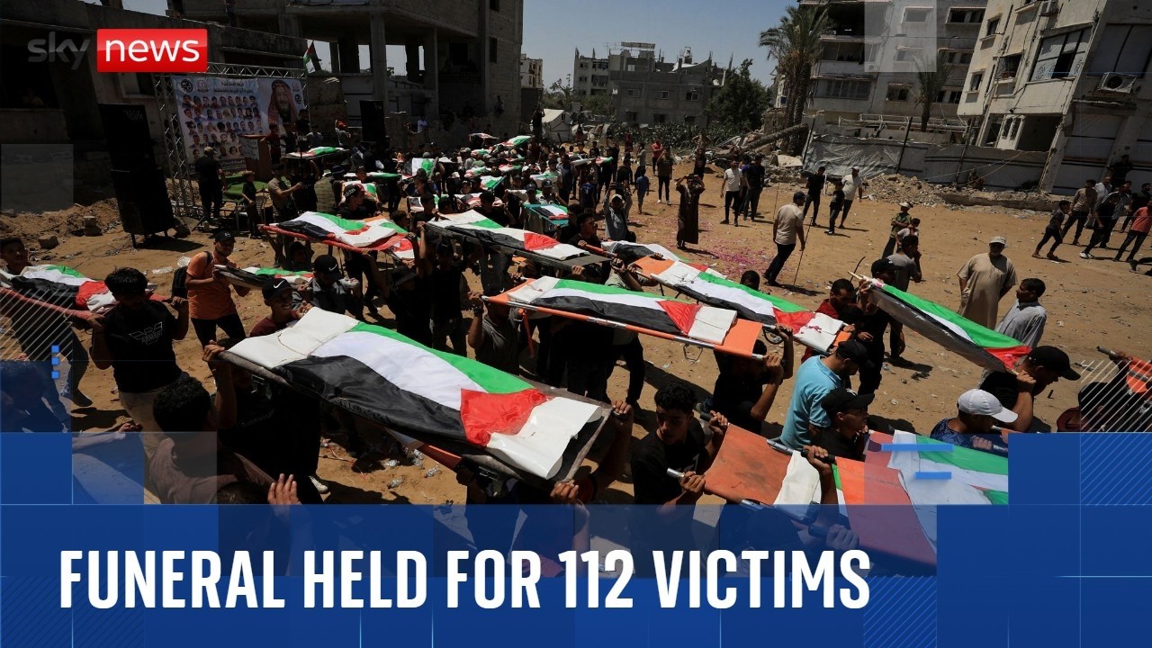 Funeral held for 112 victims buried under rubble of Gaza flats for nearly three years